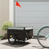 vidaXL Fahrradlastenanhänger, Fahrradanhänger Schwarz und Grau 45 kg Eisen