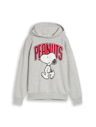 tom tailor kids - Oversize Hoodie Sweatshirt mit Snoopy-Print Light Stone Grey Melange - Gr. - 140
