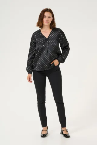 Ärmellose Bluse Regular fit Black/Steeple Gray Dot black
