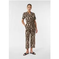 comma Jumpsuit Overall Kurzärmeliger Jumpsuit aus Leinenmix mit All-over-Print