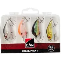 DAM Fishing Kunstköder Crank Pack Inc. Box 3-5cm 4 Wobbler für Süß und Salzwasser, (Spar-Set), Pro Packung 2 Wobbler mit Gewicht