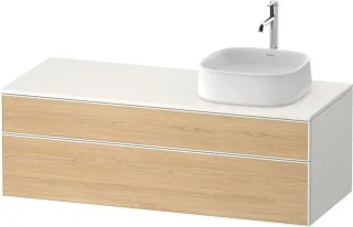 Duravit Zencha Konsolenwaschtischunterbau wandhängend Natur Eiche & Weiß Matt & Supermatt 1300x550x4 ZE4822R30840000