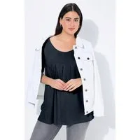 Ulla Popken T-Shirt T-Shirt Zierfalten A-Linie Rundhals Halbarm Modal