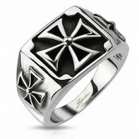 Taffstyle Fingerring Herren Ring Edelstahl Triple Cross, Herren Edelstahl Massiv Breit Herrenring Männer Biker Rocker Schmuck