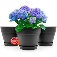 BigDean Blumentopf mit Untersetzer rund innen + außen geeignet Wetterfest (Set, 3 St., Blumentopf + Untersetzer), Vielseitig, Innen + Außen geeignet, Made in Euope