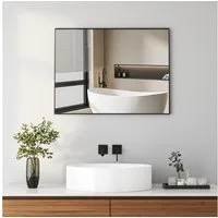 Hopibath Spiegel Schwarz für Garderobe Flur Schlafzimmer Wohnzimmer Hotel (Eckig, 40-160cm), 5mm HD Spiegel mit Alurahmen, 4 Installationsmethoden