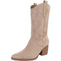 Ital-Design Stilvolle Damenstiefel aus hochwertigem Material Westernstiefel (89937996) Blockabsatz Stiefel in Hellbraun
