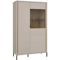 FORTE Highboard Forte Seravel Highboard, Kashmir Beige/Mauvella Eiche opt. Beleuchtung, B/H/T 94,1/160,8/41,5 viel Stauraum, Lamellenoptik