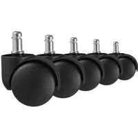 Amstyle Möbelrolle SPM1.910 5er Set Rollen für Bürostuhl 11/50mm Teppich und Weichboden, (Weichbodenrollen Ø 50mm Stift 11mm, Set besteht aus 5 Rollen), Teppichbodenrollen 5er Set Rollen für Bürostühle