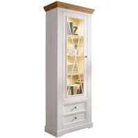 Woodroom Vitrine Oslo (Maße: 79 × 214 × 42 cm) Kiefer massiv weiß oder grau gewachst