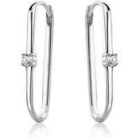 Miore Klappcreolen MSAE297E - 925 Sterling Silber Ohrringe mit Zirkonia 0,25 Kt, Echtsilber besetzt mit funkelndem Zirkonia