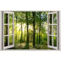 nikima Wandtattoo 213 Wandtattoo Fenster - Wald - Größe 1000 x 670 mm (PVC-Folie), in 5 vers. Größen