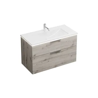 Burgbad Mineralguss Waschtisch-Set Eqio Eiche Dekor Silber/Alpinweiss, SEZE102F6015C0001 SEZE102F6015C0001
