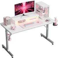 Bestier Gamingtisch 106cm Gaming Schreibtisch mit RGB-LED, 106cm Jugendschreibtisch (Gamer Tisch mit Tablett Ständer, Getränkehalter und Kopfhörerhaken), Ergonomischer Computertisch fur Spielzimmer