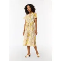 comma Midikleid Kleid Chiffon-Kleid mit U-Boot-Ausschnitt und Raffung