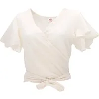 Guru-Shop Longbluse Boho Wickelbluse, Wickeltop aus Baumwolle -.. alternative Bekleidung