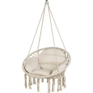 Luverno Hängesessel, Beige, Textil, 1-Sitzer, Rund, 62x108x62 cm, Gartenmöbel, Hängesessel