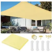 Jibenhome Sonnensegel Sonnensegel Wasserdicht, mit UV Schutz, Rechteckig, Quadratisch, Ösen, Oxford-Gewebe mit PU-Beschichtung für Balkon Garten Terrasse Camping