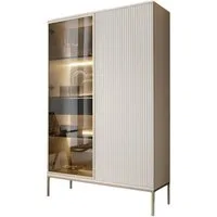Compleo Vitrine LINO Standvitrine mit Schublade, Fronten gefräst, Modern Wohnzimmer