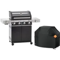RÖSLE Gasgrill RÖSLE BBQ Gasgrill Videro G4-S Vario+ Schwarz mit Schutzhaube XL