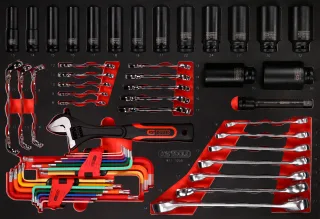 KS Tools Schraubenschlüssel- - und Kraft-Stecknuss-Satz in Schaumstoffeinlage, 55-tlg - 811.1055