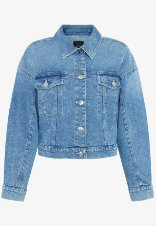 zero - Jeansjacke kurz mit Knopfleiste blau - Gr. - 42