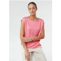 comma Kurzarmshirt T-Shirt Shirt im Fabricmix mit überschnittenen Schultern
