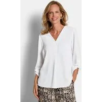 GOLDNER Schlupfbluse Elegante Basicbluse mit V-Ausschnitt Stilvolle Businessbluse mit V-Ausschnitt und Langarm