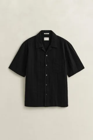 GANT - Relaxed Fit Dobby Stripe Hemd black - Gr. - M