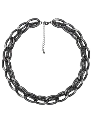Steuer Modeschmuck Kette schwarze Metall Gliederkette