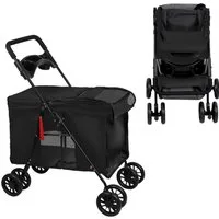 JEOBEST Hundebuggy Hundewagen für kleine und mittelgroße Hunde und Katzen, (Hundetrolley, 1-tlg. Faltbarer) Oxford-Gewebe, 360° Rollen Design