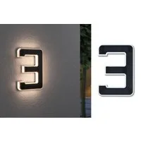 Paulmann LED Außen-Wandleuchte Solar Hausnummer, LED fest integriert, Warmweiß, LED-Modul, Hausnummern, Buchstaben wählbar, Akku wechselbar