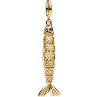 Pandora Charm-Einhänger 764686C01, Vergoldet, Fisch, Emaille, Blau