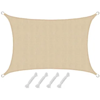 Amanka Sonnensegel, Beige, Kunststoff, Rechteckig, 200x300 cm, Sonnen- & Sichtschutz, Sonnensegel