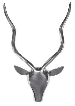 Wanddekoration Hirsch "S" 33 cm Aluminium silbern