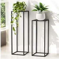 DanDiBo Blumenhocker Metall Schwarz Eckig 2er Set 96587 Beistelltisch Hoch Pflanzenständer, Blumenhocker Design Modern