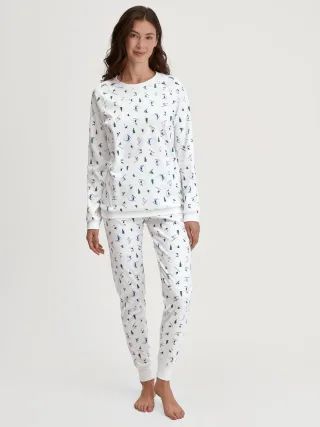 CALIDA - WOMEN Pyjamas with cuff star white - Gr. - M