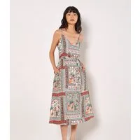Apricot Midikleid Tropisches Cami-Kleid mit Schaldruck