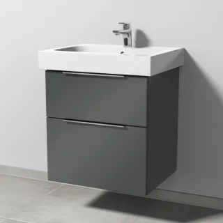 Sanipa 3way Waschtischunterbau zu Geberit iCon Waschtisch mit 2 Auszügen, Anthrazit-Glanz UF65079