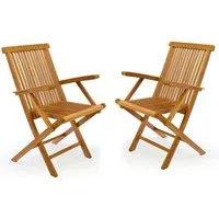 VCM Gartenstuhl Nosala 89x57x62cm (2 St), 2er Set, Teak Holz, klappbar, massiv, behandelt, Hochlehner