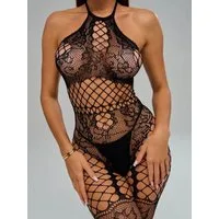 Elegant Love Bodystocking-Ouvert Floraler Spitzen-Bodystocking mit Ouvert-Design – Damen Dessous Body Reizwäsche mit Neckholder – ideal für besondere Anlässe