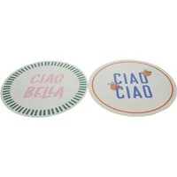 Dekoleidenschaft Platzset "Italien" PVC weiß / bunt Ø 38 cm, Tischsets rund, Tischuntersetzer, (2-St., im Set), Platzmatte, Tischunterlage Esstisch, Untersetzer, Platzdeckchen