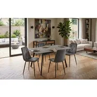 B&D home Essgruppe Mara & Vicka, (Set, 5-tlg., 1 Tisch / 4 Stühle), Esstisch ausziehbar bis 160cm für 4-6 Personen, Stühle in Samtstoff