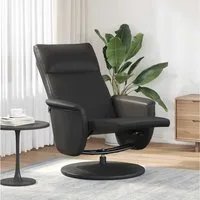 furnicato Relaxsessel Schwarz 71x90x105 cm mit manueller Liegefunktion, Drehbarer Liegesessel mit Kunstleder und stufenloser Rückenlehne