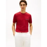 Tommy Hilfiger T-Shirt GLOBAL STRIPE PIQUE POCKET Regular fit mit Brusttasche