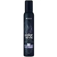 Indola Haarfestiger INDOLA Color Style Mouse Farb-Schaumfestiger Silber Lavendel 200 ml, Packung, das Mousse bietet Glanz, Pflege und flexible Farbveränderung
