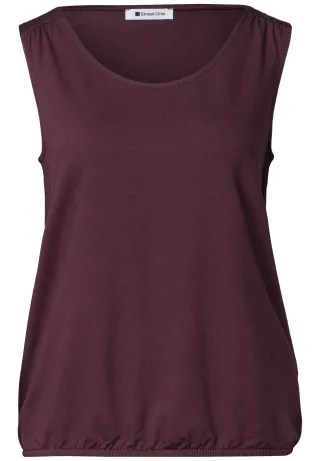 Street One - Top aus Jersey mit Elastiksaum rustic rouge - Gr. - 38