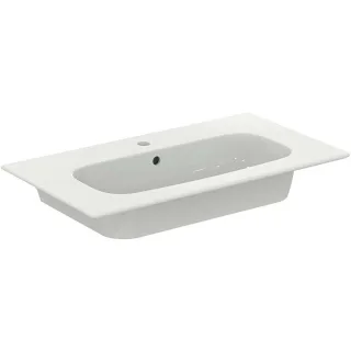 Ideal Standard i.life A Möbelwaschtisch-Paket K8744NX 84x46x64,5cm, 1 Hahnloch, Griff schwarz matt, Eiche natur