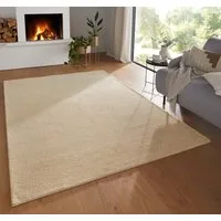 TaraCarpet Wollteppich TaraCarpet Gabbeh Georgia Teppich aus reiner Schurwolle handgearbeite, rechteckig, Höhe: 18 mm, Wollteppich Gabbeh Georgia creme Wohnzimmer Schlafzimmer ca 80x150