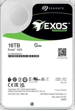 Seagate Exos X X24 16TB | st16000nm000h-fr | 24/7 - 512e/4Kn / 3.5" / SATA 6Gb/s